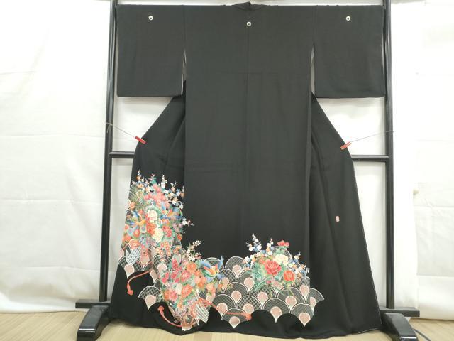 平和屋着物■豪華黒留袖　作家物　青海波　花鳥文　金彩　正絹　逸品　DABG4664qa