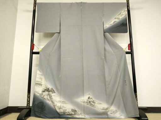 平和屋着物■訪問着 作家物 手描き 風景文 暈し染め ロング丈 正絹 逸品 AAAR1349cg 平和屋着物■訪問着 作家物 手描き 風景文 暈し染め ロング丈 正絹 逸品 AAAR1349cg