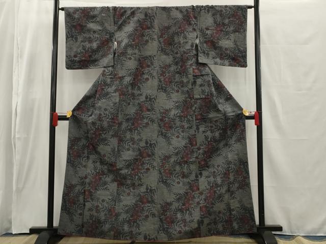 平和屋着物■上質な紬　枝花文　正絹　逸品　AAAT2036sw