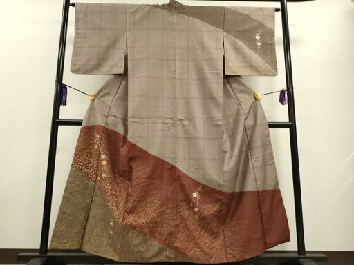 平和屋着物■訪問着 紬地 駒刺繍 絞り 芝草枝垂れ花文 金彩 ますいわ屋扱い 正絹 逸品 CAAN1346id 平和屋着物■訪問着 紬地 駒刺繍 絞り 芝草枝垂れ花文 金彩 ますいわ屋扱い 正絹 逸品 CAAN1346id