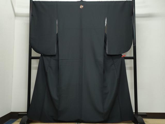 平和屋着物●小振袖　二尺袖　黒地　洗える着物　CAAZ1130vf