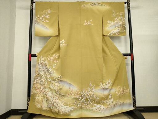 平和屋着物▼訪問着 駒刺繍 遠山風景文 金彩 正絹 逸品 AAAY1169ck 平和屋着物▼訪問着 駒刺繍 遠山風景文 金彩 正絹 逸品 AAAY1169ck