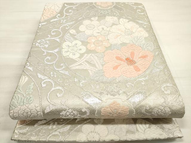 Rakuten - 平和屋着物◎佐賀錦　六通柄袋帯　唐織　菱花丸文　銀糸　正絹　逸品　DABE8154xg