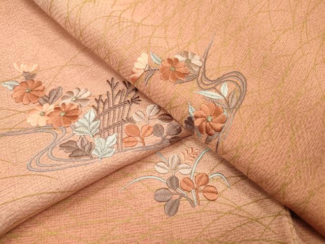 Rakuten - 平和屋着物▼訪問着 刺繍 芝花文 暈し染 金彩 正絹 逸品 DABF2381fe