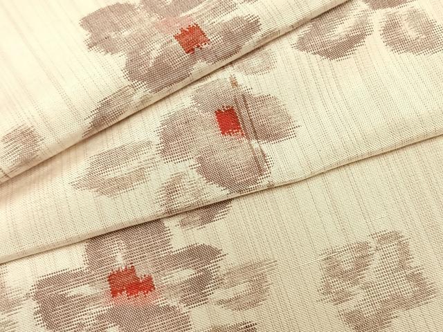 Kimono - 平和屋着物▽上質な紬　単衣　草花文　正絹　逸品　AAAZ9546fy