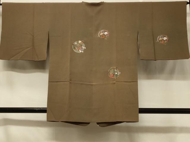 平和屋着物＃中国三大刺繍　スワトウ刺繍　道行コート　絵巻花丸文　金銀糸　正絹　逸品　CABC4957in
