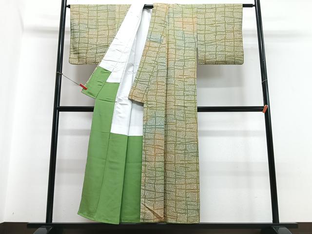 平和屋着物■上質な小紋　変わり格子　正絹　逸品　CABC7391xe