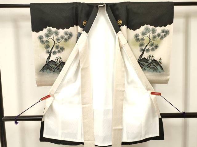 平和屋着物[]お宮参り　男の子　祝着　産着　初着　のしめ　作家物　刺繍　鷹　鷲　松文　暈し染め　金彩　逸品　DAAY3442ma