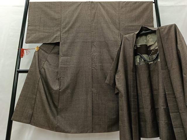 平和屋着物■男性 本場大島紬 アンサンブル 100亀甲 総詰め 反端付き 正絹 逸品 AAAS1851jh