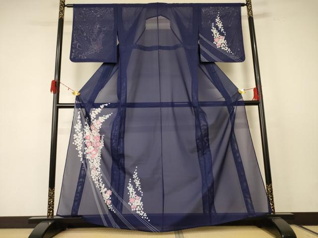 平和屋着物＊夏物　訪問着　絽　草花文　洗える着物　未使用　AABE1345jd