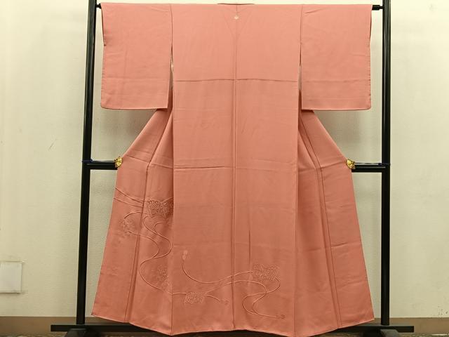 平和屋着物■豪華色留袖　総刺繍　冊子花文　珊瑚朱色　正絹　逸品　BAAU7581mz