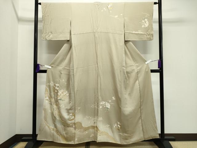 平和屋着物■訪問着 駒刺繍 道長草花文 暈し染め 金彩 正絹 逸品 CAAP1173gh