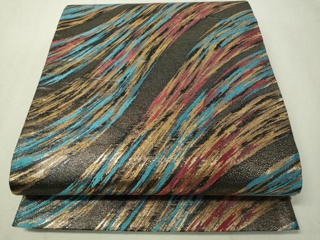 平和屋着物▼六通柄袋帯　霞文　金糸　正絹　逸品　CAAX0120vp