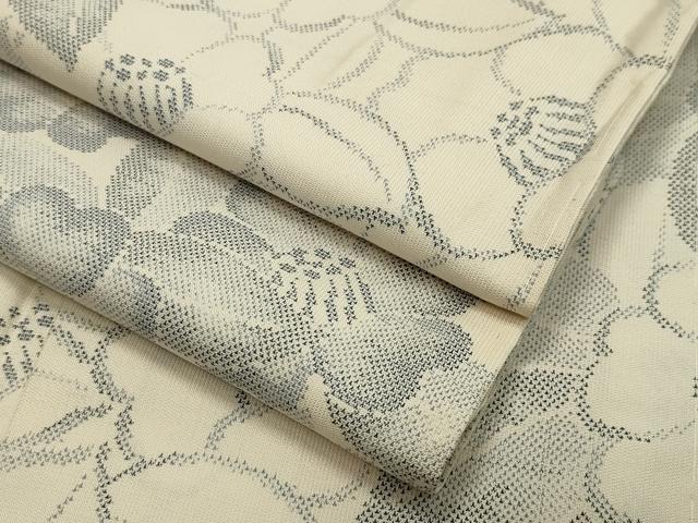 平和屋着物●本場大島紬　白大島　9マルキ　椿　正絹　逸品　未使用　CAAX5877gh