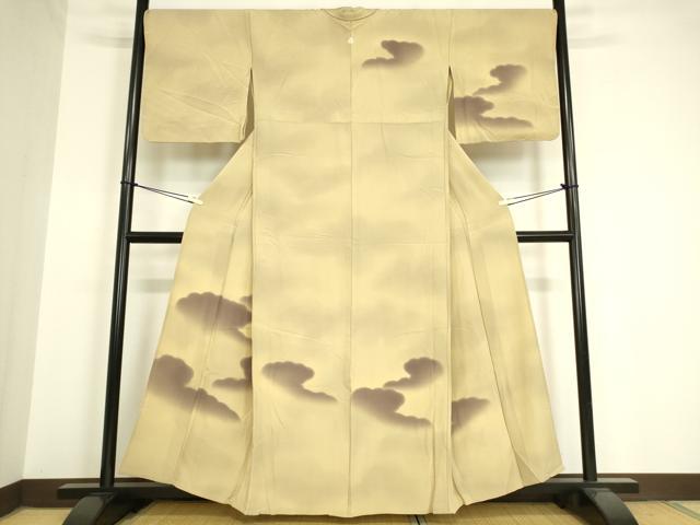 Full-Length Under-Kimono - 平和屋着物▽訪問着　単衣　雲重ね文　正絹　逸品　DAAV5393az