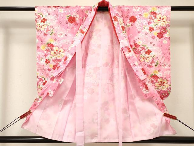 平和屋着物[]七五三　女の子　3歳　祝着　三つ身　草花文　暈し染め　金彩　DABA39...