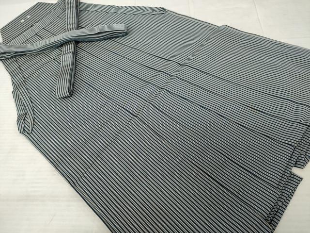 平和屋着物●男性　人間国宝　甲田綏郎　精好仙台平　馬乗り袴　縞　正絹　逸品　AABE9239ck