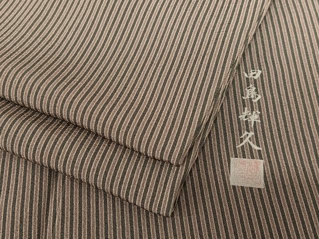 平和屋着物●伝統工芸士　田島輝久　小紋　斜縞　ロング丈　正絹　逸品　AABC0009zg