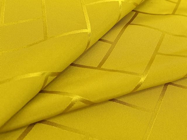 平和屋着物▽男性　単衣　檜垣地紋　金糸雀色　正絹　逸品　AABE1586jh