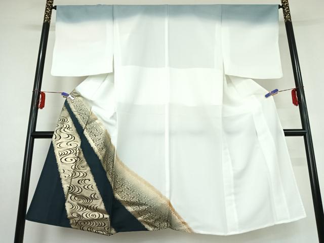 Uramono - 平和屋着物▽男性　訪問着　単衣　流水文　暈し染め　金彩　洗える着物　AABE3365jh