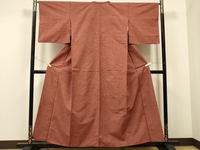 平和屋着物■上質な紬　色無地　鳶色　正絹　逸品　CAAP2937eg