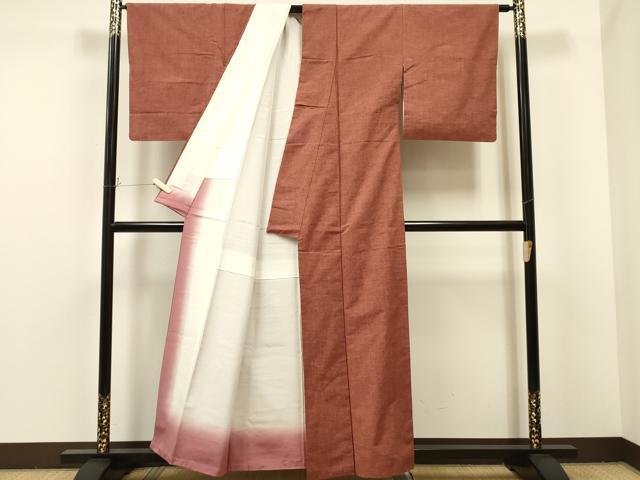 平和屋着物■上質な紬　色無地　鳶色　正絹　逸品　CAAP2937eg