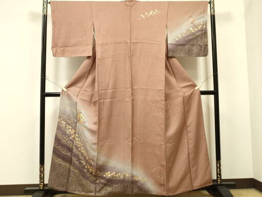 平和屋着物■訪問着 刺繍 雪輪芝花文 暈し染め 金銀彩 正絹 逸品 CAAP2938eg 平和屋着物■訪問着 刺繍 雪輪芝花文 暈し染め 金銀彩 正絹 逸品 CAAP2938eg