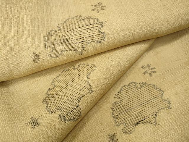 平和屋着物▽生紬　単衣　雪輪花文　正絹　逸品　CAAT4113ut