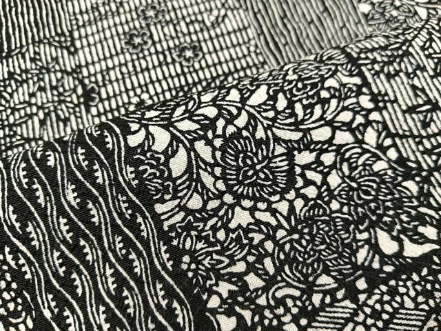 平和屋着物■上質な小紋　更紗花文　黒地　正絹　逸品　BAAU7537mz