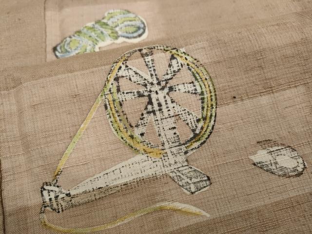 平和屋着物■上質な紬　糸車文　正絹　逸品　CAAP5223ut