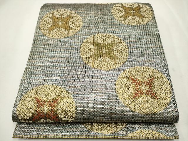 平和屋着物●両面　六通柄袋帯　吉祥丸文　金糸　正絹　逸品　CAAT0865hy