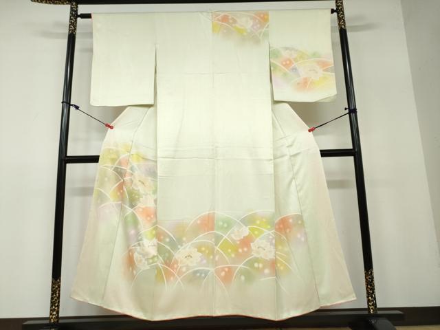 平和屋着物▼訪問着　手描き　草花文　暈し染め　正絹　逸品　DAAW5063ud(4)