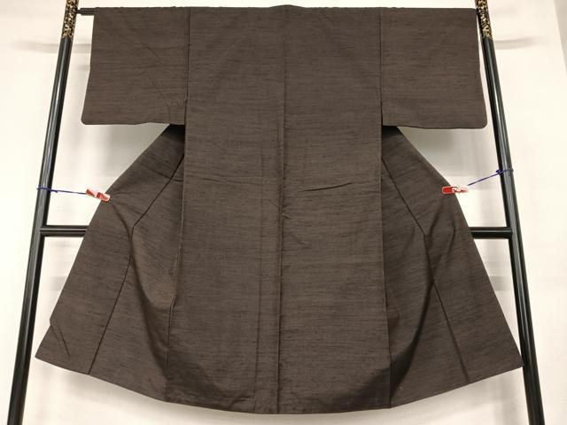 平和屋着物●男性　紬　アンサンブル　色無地　黒鳶色　正絹　逸品　AABA8832zg