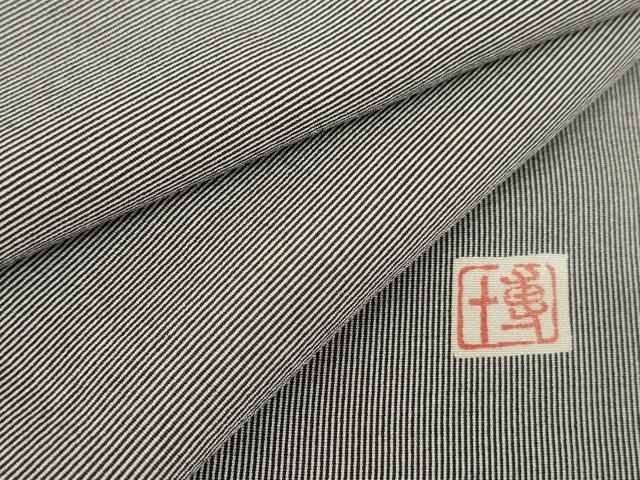 平和屋着物●重要無形文化財 人間国宝 伊勢型紙縞彫師 児玉博 江戸小紋 万筋 褐色×白鼠色 やまと誂製 ロング丈 正絹 逸品 AABE8545cs