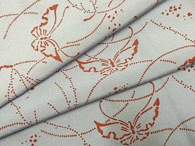 乐天商城 - 平和屋着物●上質な小紋　型染め　舞蝶文　正絹　逸品　AABF5925fy