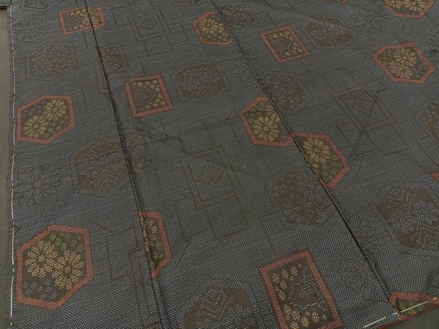 平和屋着物■本場大島紬 7マルキ 亀甲花文 正絹 逸品 BAAQ1719fw