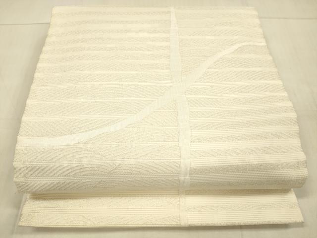 平和屋着物＊夏物　太鼓柄袋帯　抽象文様　銀糸　正絹　逸品　DAAU8446cm