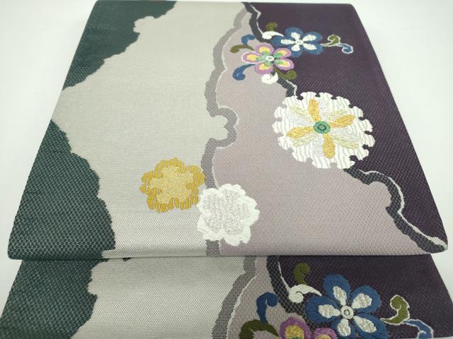 平和屋着物●六通柄袋帯　唐織　雪輪花文　金銀糸　正絹　逸品　DAAV6965ps