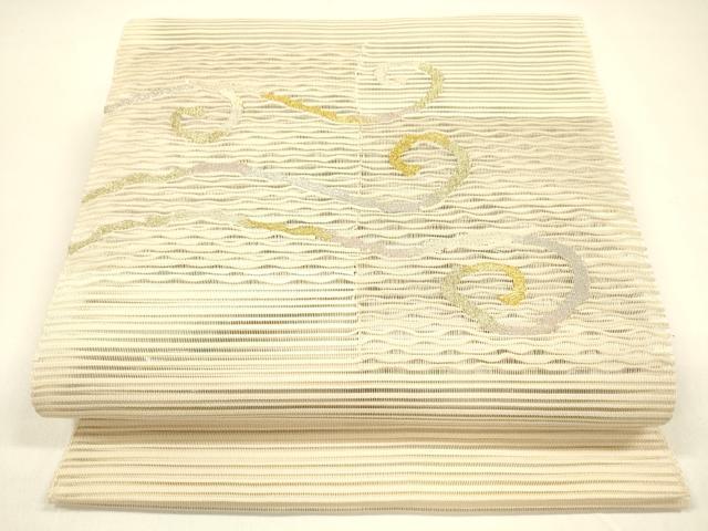 平和屋着物＊夏物 絽綴れ 八寸名古屋帯 流水文 金銀糸 正絹 逸品 DAAZ4228cm