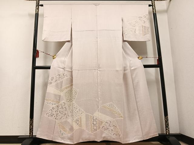 平和屋着物●訪問着　絞り　草木文　正絹　逸品　AABE8960ph