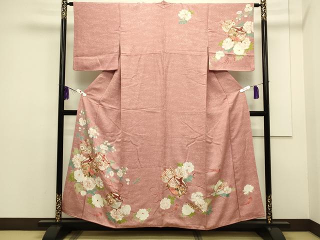 平和屋着物■訪問着 駒刺繍 糸巻き草花文 金彩 正絹 逸品 CAAP1273th