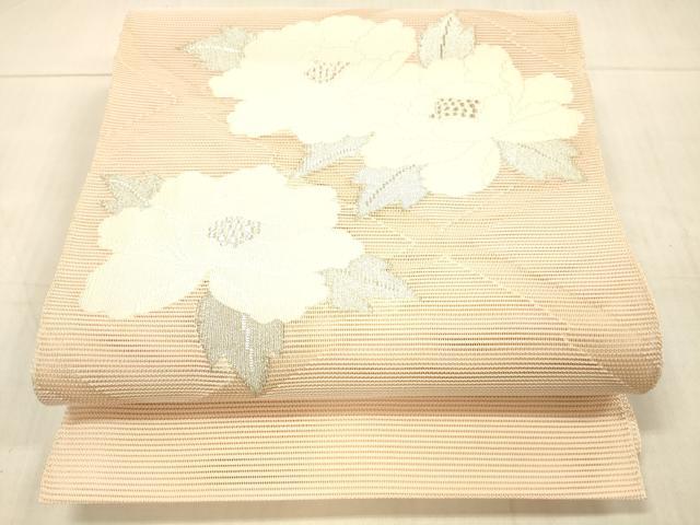 平和屋着物＊夏物　西陣　絽綴れ　八寸名古屋帯　草花文　銀糸　正絹　逸品　DAAW1648cm