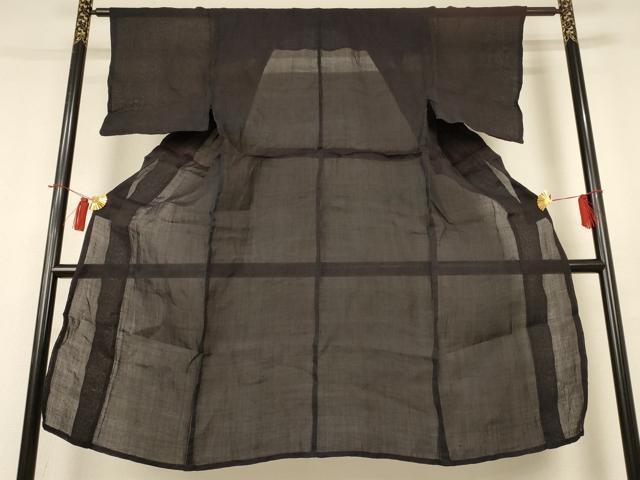 Uramono - 平和屋着物＊夏物　男性　上布　色無地　紫黒色　麻　逸品　AABH9431jd