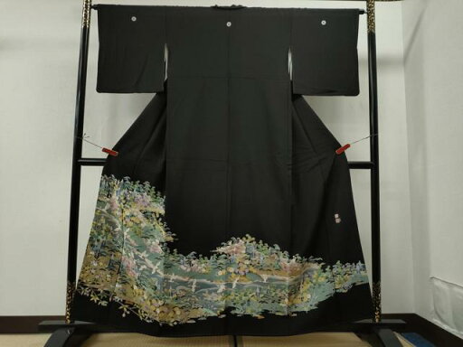平和屋着物■豪華黒留袖 友禅 作家物 飛鶴松竹梅花文 正絹 逸品 CAAO6288yc 平和屋着物■豪華黒留袖 友禅 作家物 飛鶴松竹梅花文 正絹 逸品 CAAO6288yc