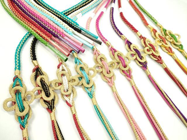 平和屋着物●和装小物 振袖用飾り付き帯締め10本セット 飾り結び 金糸 切り房 逸品 未使用 CAAX8048ju