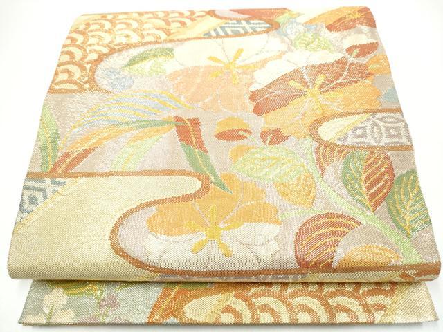 平和屋着物●西陣 川島織物 本金 六通柄袋帯 エ霞草花文 正絹 逸品 CABH5033hy