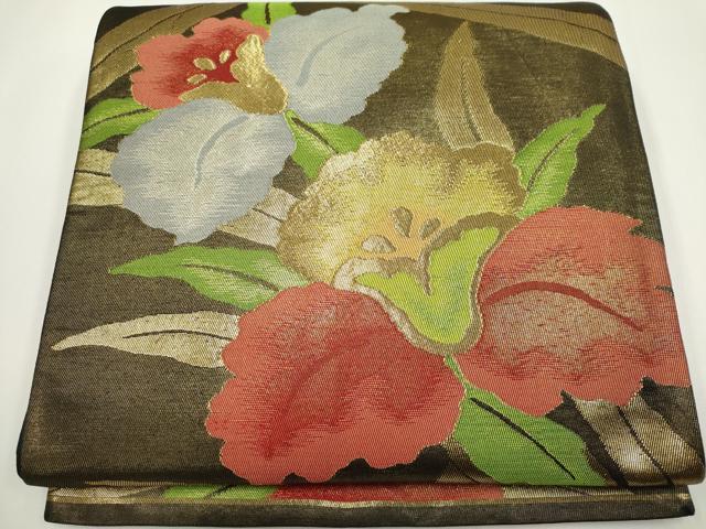 乐天商城 - 平和屋着物◎六通柄袋帯　草花文　金銀糸　正絹　逸品　CABF6416ou