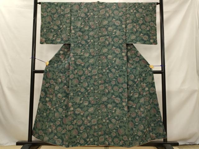 平和屋着物■上質な小紋 更紗花文 鈴乃屋扱い 正絹 逸品 AABJ2291st
