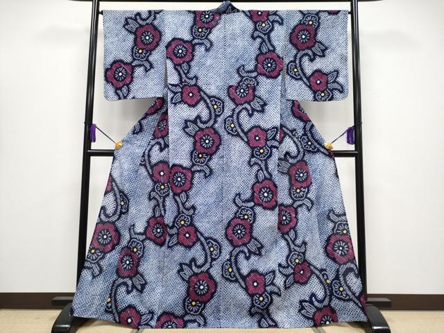 Female Yukatas - 平和屋着物■極上　夏物　浴衣　有松鳴海絞り　花唐草文　綿　逸品　未使用　CYAA3886s5