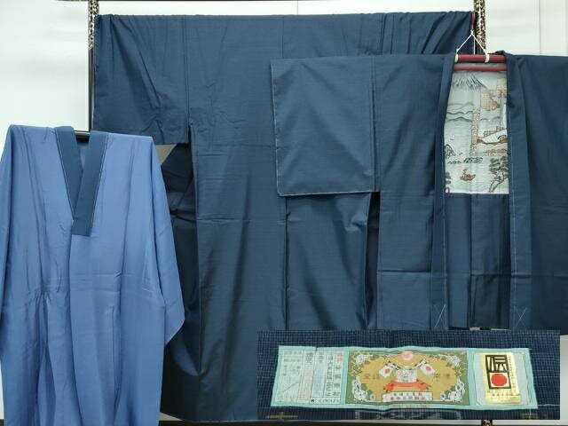 平和屋着物■極上 男性 本場大島紬 アンサンブル・長襦袢セット キングサイズ 久野織物謹製 証紙付き 逸品 未使用 CZAA3005s5